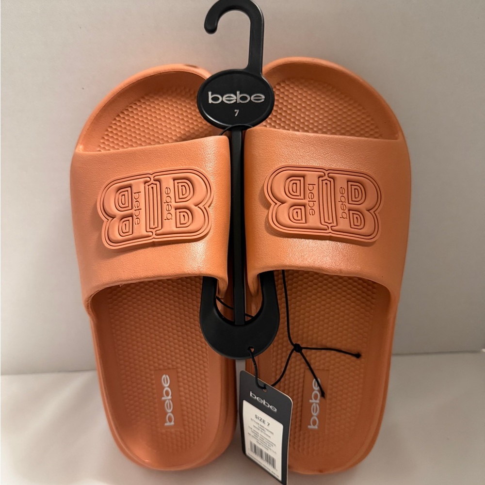 Bebe Camel Logo Foam Pool Slide Sandals Women Size 7 Casual Summer NEW
